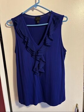 Worthington Cobalt Blue Ruffle V-Neck Sleeveless Camisole